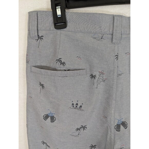 Travis Mathew Gray Golf Shorts Cocktails Palm Trees Parrots Shorts Mens 32 - Picture 8 of 12